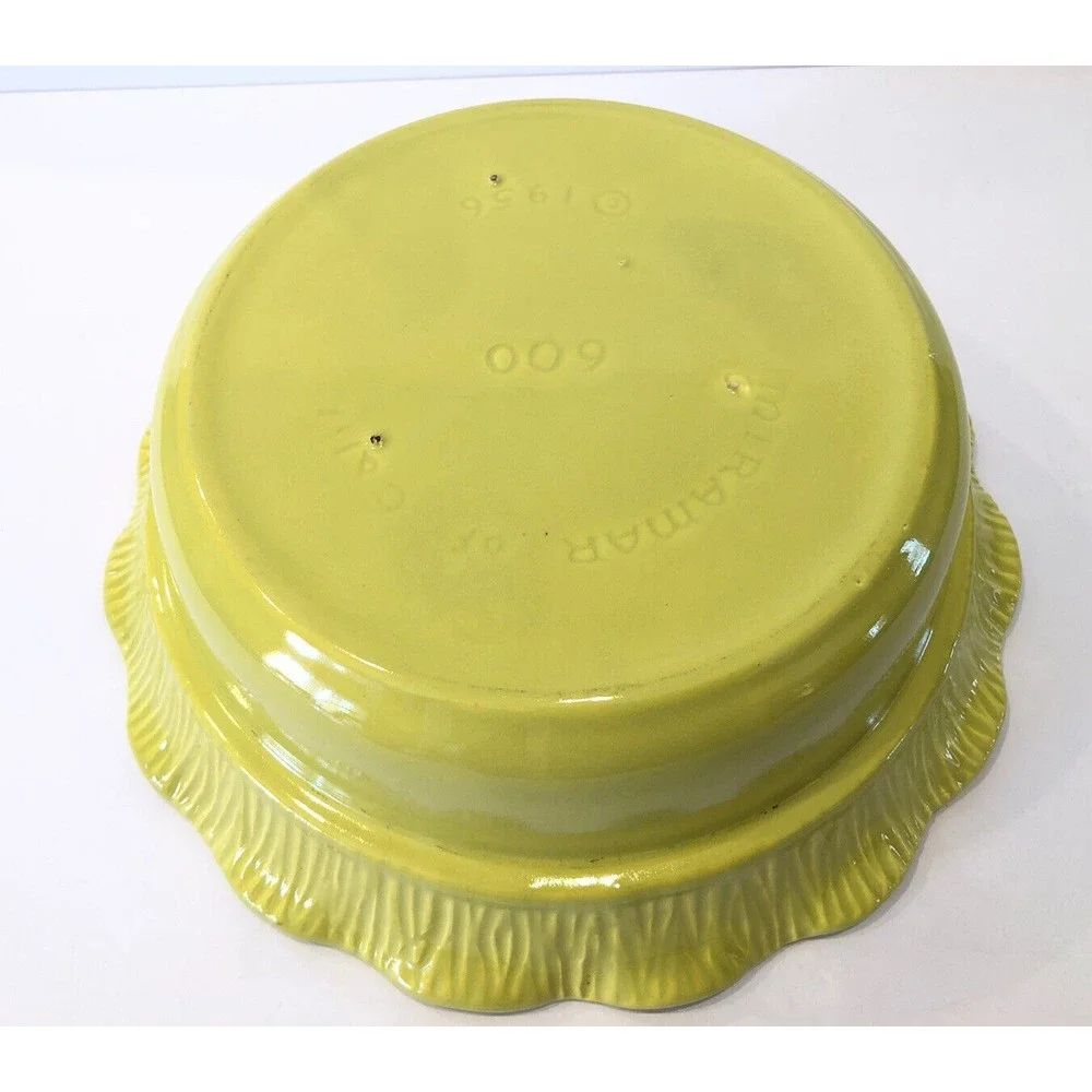 Vintage 1956 Miramar Of California Pottery Dish Bowl 600 No Lid Lime Green tray
